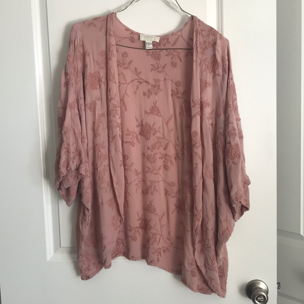 Forever 21 pink floral kimono 2X